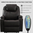 Power Recliner Chair with Heat and Massage, PU Leather Home Theater Seating with LED Lights/Cup Holders/Side Pocket/USB Port, Reclining Sofa Chair for Living Room (1, Brown) by CozyNest Decor