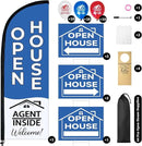 44 Pcs Open House Signs for Real Estate Agent Supplies, Double Sided Open House Flag Kit for Outside, 7.6 x 5.4 Ft Blue Banner Flag Poles Set with Directional Arrows Yard Sign Stakes Balloons by CozyNest Decor