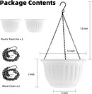 YIKUSH Planters for Outdoor Plants 2 Pack White Plant Pots with Drainage Hole and Absorbing Tray Hanging Planters for Indoor Plants (12 inch, 3 Hooks) by GreenHaven Gardens