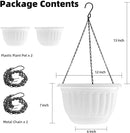 YIKUSH Planters for Outdoor Plants 2 Pack White Plant Pots with Drainage Hole and Absorbing Tray Hanging Planters for Indoor Plants (12 inch, 3 Hooks) by GreenHaven Gardens
