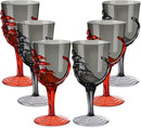 Dandat 24 Pcs Halloween Skeleton Hand Goblets 12oz Clear Plastic Halloween Cups Skull Wine Glass Set for Creepy Spooky Party Decorations (Black,Orange) by CozyNest Decor