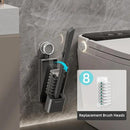 Disposable Toilet Brush with Replaceable Heads, Wall-Mounted Holder, Hygienic Bathroom Cleaning Tool (Dark Grey Toilet Brush + 8 Refills) by CozyNest Decor