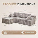 Hobestluk 96” Modular Sectional Sofa Couches L-Shape Couch 3 Seat Modular Sofa Memory Foam Sectional Couches for Living Room, Cloud Couch with Oversized Chaise (Grey, Checked (Left Facing Chaise)) by CozyNest Decor