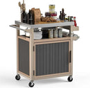 Skyflame Outdoor Grill Cart with Storage on Wheels, Rolling Kitchen Island with Stainless Steel Table Top, Multifunctional BBQ Food Prep Table with Magnetic Single Door for Patio Backyard Garden Deck by CozyNest Decor