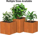 Corten Steel Large Square Planter 26"x26"x26, Cube Metal Planter Pot with Drainage Holes for Outdoor, Large Flower Pots for Patio Deck and Yard by CozyNest Decor
