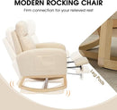 NIOIIKIT Modern Nursery Rocking Chair, Teddy Upholstered Rocking Chair with Footrest, Comfortable Rocker Recliner with Side Pocket, Glider Rocker for Living Room, Bedroom, Nursing Room (Cream) by TinyTreasures Baby Boutique