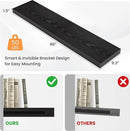 Floating Shelves for Wall, 48" W x 9.3" D x 1.5" H, Wooden Wall Mounted Display Shelves with Invisible Brackets for Living Room, Bedroom, Bathroom, Kitchen Decor and Storage, Set of 1, Black by CozyNest Decor