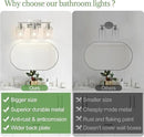 3-Light Bathroom Light Fixtures, Brushed Nickel Vanity Lights with Clear Glass Shades, Modern Bathroom Wall Lamp for Mirror Living Room Cabinet Bedroom Porch by CozyNest Decor