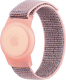 Kids Wristband Protective Case Compatible with Apple AirTag, Adjustable Nylon Bracelet for Air Tag GPS Tracker Holder with Anti Lost Watchband for Toddler Child Kids (Pink+Grey) by TinyTreasures Baby Boutique