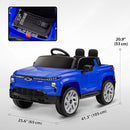 Qaba 12V Kids Ride on Truck, Chevrolet Silverado EV RST Licensed Electric Car with Parent Remote Control, Back Storage, Spring Suspension, Soft Start, Auxiliary Wheels, LED Lights, Music, MP3, Blue by TinyTreasures Baby Boutique