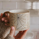 Sweet Water Decor Gold Spiderwebs Mug, 14oz Fine Bone China Coffee Cup with Gold Handle, Cute Halloween Decorations for Home, Spider Web Mug Fall Seasonal Decor, Spooky Season Gifts for Women by CozyNest Decor