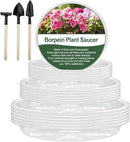 BORPEIN Plant Saucer (8,10,12inch, 18 Pack) Clear Plastic Plant Trays for Pots Indoors Outdoors,Thicker Flower Pot Saucers, Plant Plate to Catch Water by GreenHaven Gardens