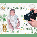Sleeping Bear Monthly Baby Milestone Blanket Bear Star Balloon Flannel Blanket Boy Newborn Infant Swaddle Growth Chart Baby with Frame for Boys Girls Nursery (Green) by TinyTreasures Baby Boutique