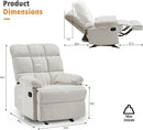 Rocker Recliner Chair, Overstuffed Manual Rocking Recliner for Adults, Upholstered Comfy Soft Fabric Living Room Reclining Sofa Chair (Beige Fabric) by CozyNest Decor