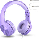 LilGadgets Connect+ Pro Wired Kids Headphones for School w/Microphone, Volume Limiting, Noise Reducing Over-Ear Headset w/Cord, SharePort Technology & SoftTouch Padding, Purple Headphones for Kids by TinyTreasures Baby Boutique