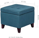 Adeco Square Fabric Storage Ottoman with Tufted Flip Top, 18x18x15 by CozyNest Decor