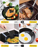 Pack of 2 Silicone Solid Turner, Non Stick Slotted Kitchen Spatulas, High Heat Resistant BPA Free Cooking Utensils, Ideal Cookware for Fish, Eggs, Pancakes(Black) by CozyNest Decor