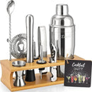 Bartender Kit Cocktail Shaker Set with Stand Bar Tool Bar Set for Drink Mixing Home Bartending Kit 11-Piece Bar Cart Accessories: Martini Shaker, Mixer Spoon, Jigger, Muddler, Strainer & Recipes Gifts by CozyNest Decor
