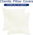 CaliTime Throw Pillow Covers Decorative 22 X 22 Inches Pack of 2 Cozy Chenille Cushion Cases for Couch Sofa Bed Living Room Home Cream by CozyNest Decor