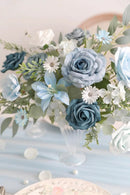 Blue Artificial Flowers Silk Fake Roses Peonies Greenery Combo Box Set for DIY Wedding Bouquets Bridal Shower Centerpieces Floral Arrangements Party Tables Home Decoration by GreenHaven Gardens