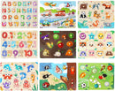 GRINNNIE 9 Pack Montessori Toddler Puzzle for 3 4 5 Years Old, Wooden Learning Puzzle for Toddlers 3-5, Animal, Alphabet, Number, Shape Peg Puzzles Set, Great Birthday for Boys Girls by TinyTreasures Baby Boutique
