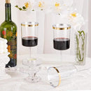 Ciaell 12 Pack Plastic Wine Glasses - 14 Oz Plastic Wine Glasses with Stem - Square Gold Disposable Stemmed Glass for Parties & Weddings & Outdoors & Thanksgiving by CozyNest Decor