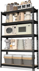 WORKPRO 5-Tier Steel Shelving Unit-Black, 27-2/5”W x 11-7/10”D x 60”H, Adjustable Storage Rack, Heavy Duty Shelf with MDF Board, 1650 lbs Load Capacity (Total) for Garage, Basement, Kitchen by GreenHaven Gardens