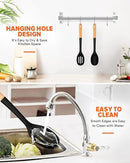 Silicone Cooking Spoons, Great for Scooping Sides and Serving Hearty Stews, BPA-Free Matte Silicone, Wooden Handle Serving Spoon for Nonstick Cooking Surfaces (Black) by CozyNest Decor