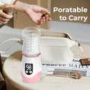 Portable Cordless Baby Bottle Warmer for Travel, Rechargeable with 8 Adapters & 1 Milk Powder Container, Safe Material, Fast Heating, Compatible with Major Brands,Pink by TinyTreasures Baby Boutique
