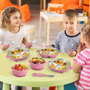 Stainless Steel Baby Plate and Bowl with Suction, Baby Bowl and Divided Kids Toddler Plate with Removable Silicone Shell, Non-Slip Toddler Baby Feeding Set, Forks + Spoons Included-Rose red by TinyTreasures Baby Boutique