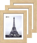 VCK 8x10 Oak Wood Frame for Picture, Natural Solid Wood Photo Frames 3 Pack, Wall Gallery Frame by CozyNest Decor