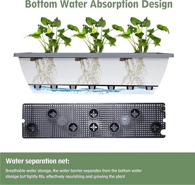 6 Pcs 24 inch Window Box Planter, Large Rectangular Flower Planter Boxes with Shelf Insert Plastic for Indoor and Outdoor Garden, Balcony Home Decor (6, 24 inch), photo 3 of 7