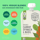 Serenity Kids 6+ Months Veggie Puree Baby Food Pouches - Carrot, Spinach & Basil - USDA Organic Baby Food & Allergen Free - No Added Sugar & BPA Free - 3.5 Oz, 12 Pack by TinyTreasures Baby Boutique