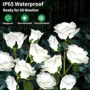 Solar Garden Lights, Solar Outdoor Lights with More Realistic 10 Rose Waterproof Solar Powered Flowers Lights for Outside Patio Yard Pathway Decorations, 2 Pack White by GreenHaven Gardens