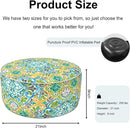 Inflatable Ottoman Stool D21 xH9 for Outdoor/Indoor Use, Water Repellent Patio Foot Rest Stool with Portable Handle,Round Pouf Ottoman Suitable for Garden,Deck and Camping - Damask Green by CozyNest Decor