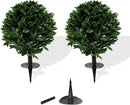 24" Outdoor Evergreens in Outdoor Artificial Shrub Potted Plant Plant for Indoor Porch of Home and Office 2 Pieces a Set Topiary Trees Faux Boxwood with Spike. Easy to Push in The Ground by GreenHaven Gardens