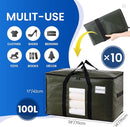 TAILI 10 Pack Green Extra Large Storage Bags, Heavy Duty Totes with Visible Window, Wrap Around Handles, Perfect for Moving by TinyTreasures Baby Boutique