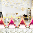 6 Pack Sleepovers Teepee Tent for Kids Bulk with Mattress Sheet Light,Natural Cotton Washable Indoor Play Tent for Birthday Slumber Party Girls Boys Pajama Movie Night Supplies(Pink, Rose Red) by TinyTreasures Baby Boutique