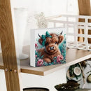 Highland Cow Decor, Highland Cow Gifts for women, Highland Cow Baby Decor, Cow With Pink Bow, Highland Cow Nursery Decor, Wooden Box Decor Sign for Home Farmhouse Office Living Room Table Shelf by CozyNest Decor