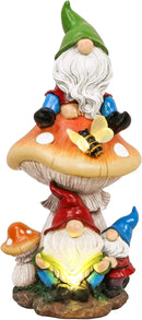 TERESA'S COLLECTIONS Garden Gnomes Statues Decorations for Yard with Solar Lights, Resin Sculptures& Statues on Mushroom Reading Garden Outdoor for Patio Lawn Ornaments,Ideal Gifts for Mom, 12.6" by GreenHaven Gardens