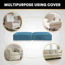 PrinceDeco Velvet Sofa Cushion Covers, Stretch Couch Cushion Covers for Individual Seat Couch Slipcover Sets Furniture Protector for Loveseat Sofa Cushion(Each Width Up to 29.5", Blue) by CozyNest Decor