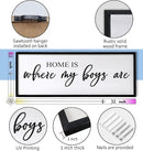 Home is Where My Boys are Sign Framed Wall Art, 32''×12'' Rustic Horizontal My Son Plaque with Black Frame for Baby Kid Boy Son Teen Toddlers Room, Horizontal Mom of Boys Gifts Nursery Decor by CozyNest Decor