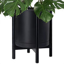 D'vine Dev Planter Pot with Stand - 16 Inch Plastic Cylinder Flower Pot with Wood Planter Holder for Indoor, Matte Black Pot + Ebony Stand, 55-C-Z-2 by GreenHaven Gardens