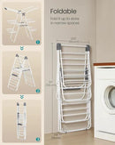 SONGMICS Clothes Drying Rack, Foldable 3-Level Laundry Rack, Free-Standing Large Drying Rack, with Height-Adjustable Wings, 39 Drying Rails, Sock Clips, White and Gray ULLR054W01 by CozyNest Decor