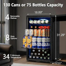 Tylza 130 Can Beverage Refrigerator Cooler, 3.22 Cu.Ft Beverage Cooler with Low-E Glass Door, Safety Lock, Beverage Fridge for Soda, Beer, Wine, Mini Fridge for Home, Office, Bar, Bedroom, Black by CozyNest Decor