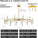 Gold Modern Chandelier 39.4" Large Chandelier Lighting Adjustable Ceiling Pendant Light 12 Light Pendant Light Fixtures for Living Room Dining Room Foyer by CozyNest Decor