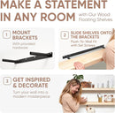 Homeforia 60 inch Wood Floating Shelf, High End Solid Natural Long Wood Shelf for Wall 60 inches, Unfinished Wooden 60inch Large Floating Shelves, Heavy Duty Bracket, 60 X 6.5 X 1.75 in, Set of 2 by CozyNest Decor