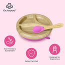 Abiie Octopod Bamboo Dish - Kids Plates for 4 months and up, 3-Compartment Baby Plates with Suction, Round Bamboo Baby Plate, Mess-Free Toddler Suction Plates, Baby Feeding Supplies, 7.5 x 7.5 x 1.9in by TinyTreasures Baby Boutique