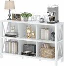 FATORRI 6 Cube Storage Organizer with Shelf, Long Wood and Metal Cubby Bookcase, Industrial Horizontal Bookshelf (White Oak, 47 Inch) by CozyNest Decor