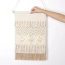 Dremisland Macrame Woven Wall Hanging Home Decor Bohemian Beige Geometric Wave Art Decor with Wool Ball and Tassle-Elegant Apartment Bedroom Dorm Room Door Decoration, 15.7" W x 22" L (Beige Wool Ball) by CozyNest Decor